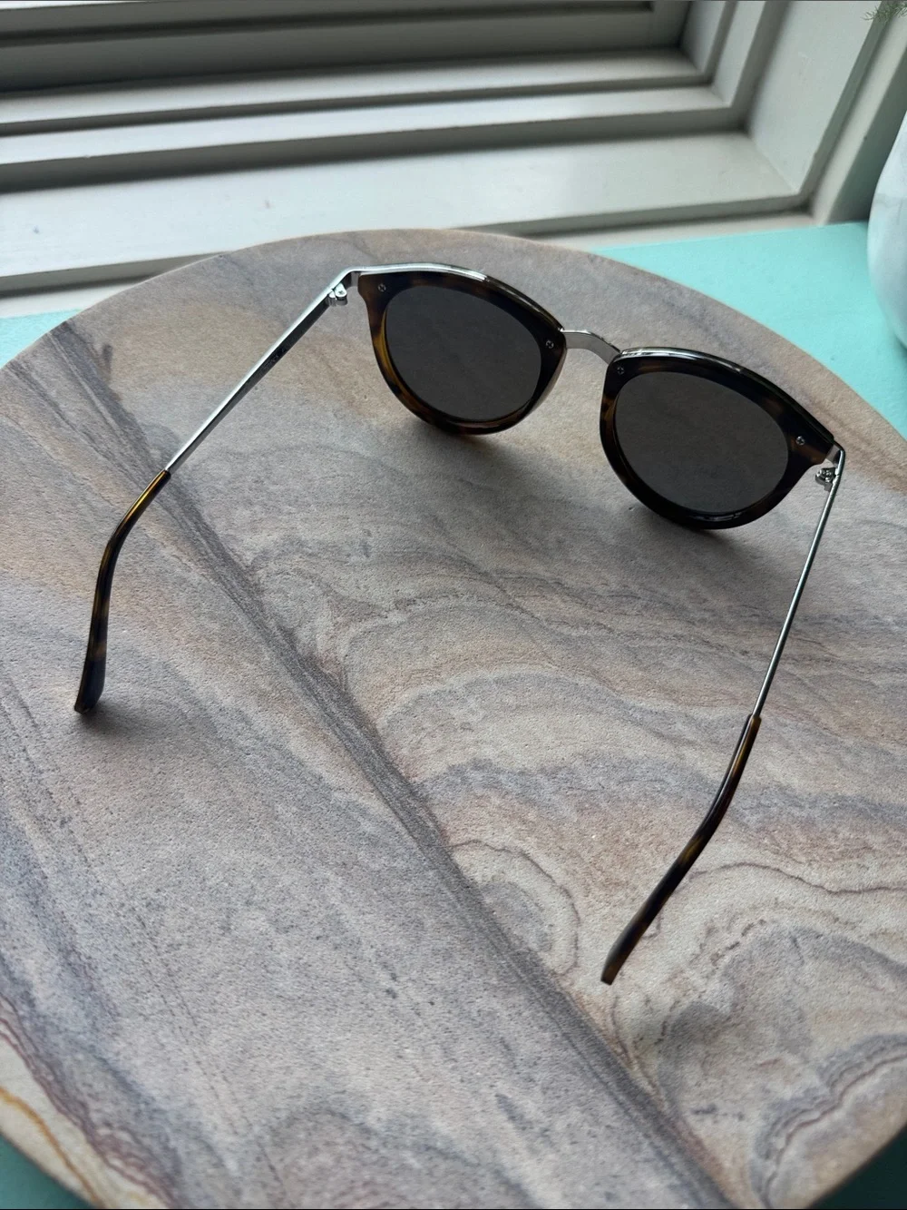 Le Specs Tortoiseshell Round Sunglasses with Dark Green Lenses